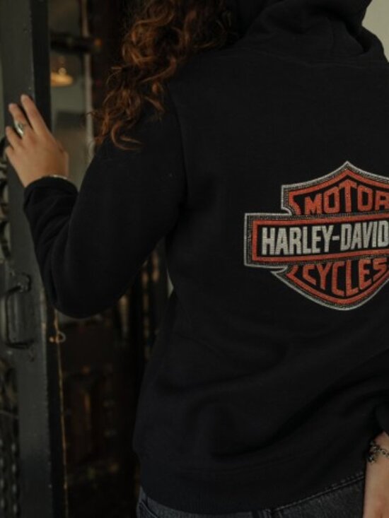 Harley-Davidson Tops - Women's Harley-Davidson Black Hoodie with Orange Bling